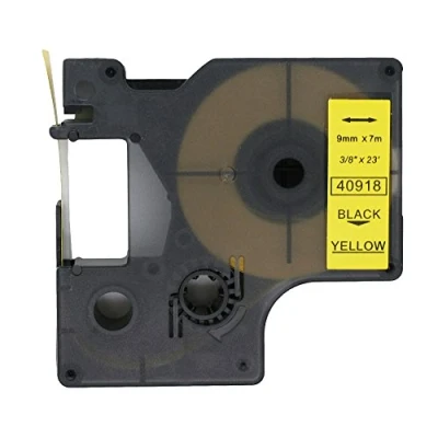 Immagine di BROVACS 1 confezione di nastro adesivo nero su giallo compatibile con DYMO D1 40918 9 mm 3/8&quot; OPA2118