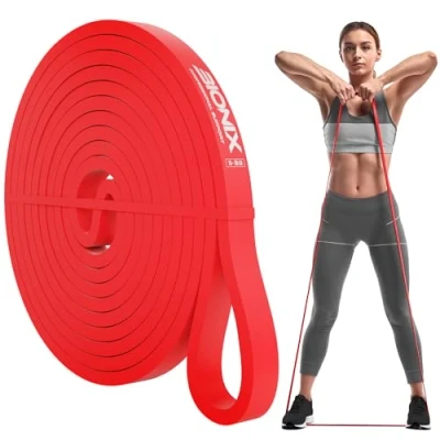 Immagine di Bionix fasce di assistenza per trazioni Bande spesse pesanti e lunghe in lattice esercizi resistenza allenamento set mento stretching powerlifting yoga