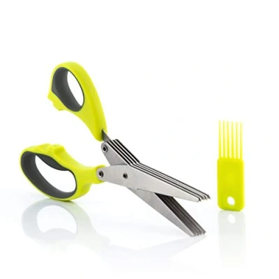 Immagine di InnovaGoods Forbici da Cucina Multitaglio 5 in 1, Risparmio di Tempo e Sforzo, Tagli Netto Preciso, Multiuso, Facile Pulire, Ergonomico, Leggero Compatto, Giallo, Acciaio Inossidabile