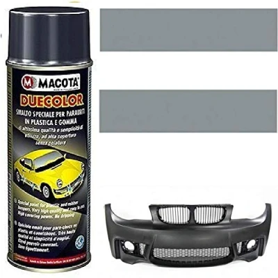 Immagine di MACOTA DUECOLOR Grigio Scuro Opaco Spray Vernice Smalto Acrilico Speciale COLORA PARAURTI Fasce Laterali Auto Tuning RINNOVA PLASTICA Gomma Professionale 400 ML