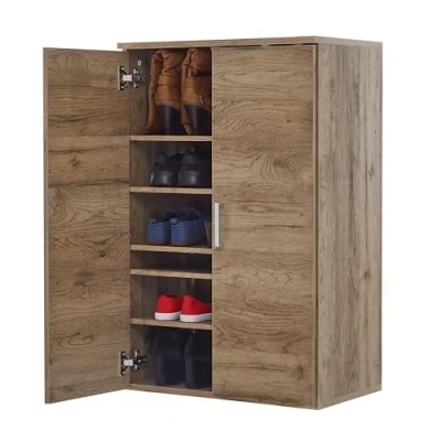 Immagine di Iris Ohyama, Scarpiera con ripiano / in legno 2 ante e ripiani, Modulare,Design, Ingresso, camera da letto Shoe cabinet SR 6035 Cenere marrone