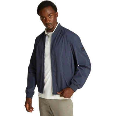 Immagine di Tommy Hilfiger Uomo Bomber Branded con Collo in Stile Baseball, Blu (Desert Sky), XS