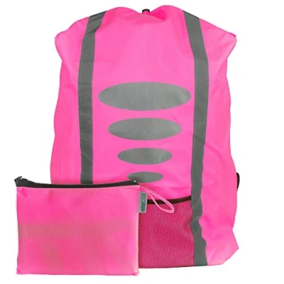 Immagine di EAZY CASE Zaino per la scuola, parapioggia, con strisce riflettenti, rivestimento antipioggia, impermeabile riflettore e tasca una maggiore sicurezza stradale, rosa