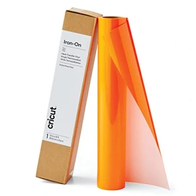 Immagine di Cricut Ferro da Stiro Arancione Fluo 3,6 m (12ft) Rotolo di Vinile a trasferimento Termico (HTV) Utilizzare con Tutte Le Macchine Taglio, 3.6m