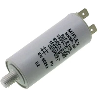 Immagine di Miflex, condensatore di avviamento per motore 3 µf, 450 V, 25 x 58 mm, spina M8