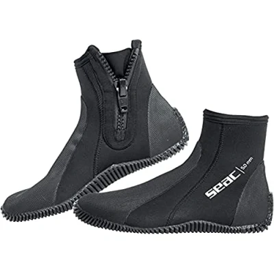 Immagine di SEAC Regular, Calzari da Subacquea in Neoprene 5 mm con Suola Semi Rigida e Protezioni su Tallone Collo del Piede