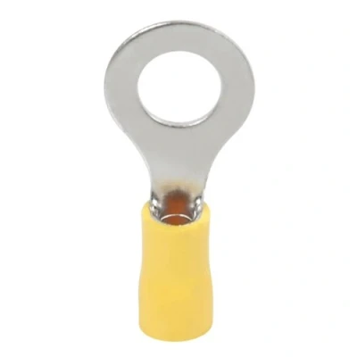 Immagine di Terminali elettrici a crimpare Punta pre isolata Punte di cablaggio isolate Connettore elettrico Terminale per cavo Confezione da 10 capicorda rotonda preIsolee D.8mm Giallo