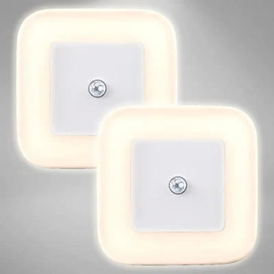 Immagine di Luce Notturna LED bambini, set di 2, Lampada da notte con Sensore movimento, si accende automaticamente, parete spina per camera letto o corridoio, calda 3000K, 0.4W, IP20