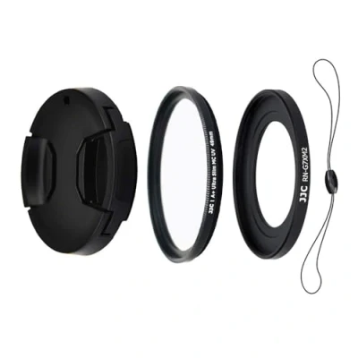 Immagine di JJC Kit per Obiettivo Fotocamera Digitale Canon Powershot G5X, G7X, G7X Mark II e III include 49mm Adattatore Filtro, Filtro UV, Tappo Cordoncino