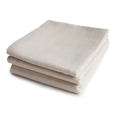Immagine di Mushie Set di 3 Mussole Quadrati Allattamento Cotone Organico 58,42 x 59,69 cm Accessori per Bambini Sicuri e Alta Qualità Fog
