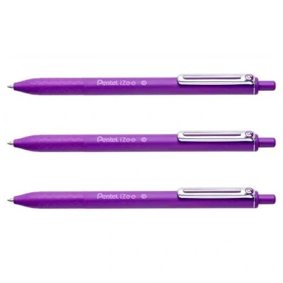 Immagine di PENTEL iZee Set di 3 penne a sfera retrattili con punta da 1 mm, tratto 0,3, colore: Viola