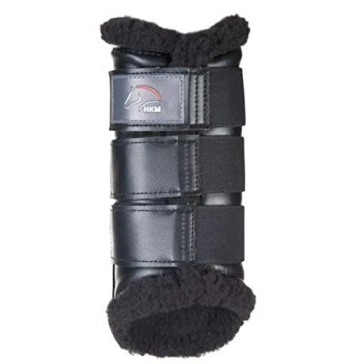 Immagine di HKM 8585 Ghette Comfort, Fodera in Pelle Sintetica, Anatomiche, Unisex, Equipaggiamento per Cavalli, 8585, Nero/Nero, L
