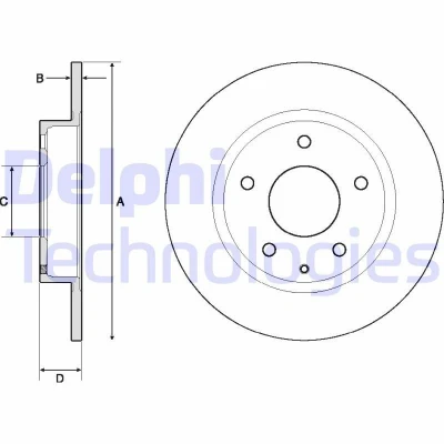 Immagine di DELPHI BG4707C Disco freno 265 9 5 pieno rivestito non trattato senza cuscinetto ruota, anello sensore ABS MAZDA: 3 Hatchback, CX 3, 30