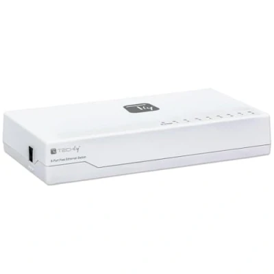 Immagine di Techly 020522 Switch Hub 10/100 Mbps Fast Ethernet 8 Porte Bianco