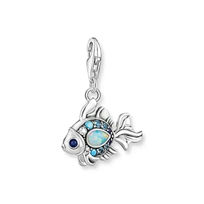 Immagine di THOMAS SABO 1884 945 7 Ciondolo a forma di pesce con zirconi in Argento sterling, dimensioni: 18,8 mm, 25 25mm, Zirconia cubica