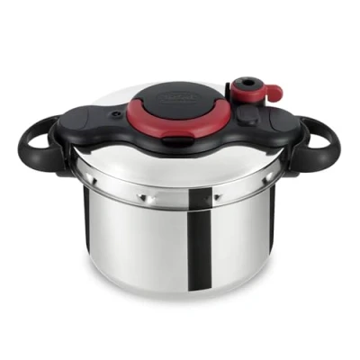 Immagine di Tefal Clipso minut Easy Pentola a Pressione in Acciaio Inox con 5 Sistemi di Sicurezza e Chiusura Facile Una Sola Mano, Colore: Nero 6 Litros Multicolore, Litri, Vetro