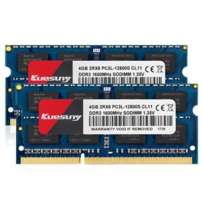 Immagine di Kuesuny Kit 8GB (2X4GB) DDR3L/DDR3 1600MHz Sodimm Ram PC3L/PC3 12800S 12800 1,35V/1,5V CL11 204 Pin 2RX8 di memoria senza buffer non ECC Dual Rank Ideale per l&#039;aggiornamento del notebook