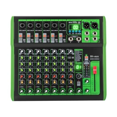Immagine di Mixer audio professionale, DJ con 99 effetti digitali DSP, ingresso USB MP3, 48 V, alimentazione phantom, preamplificatore microfono per Console Sound Studio (DI 8UX)