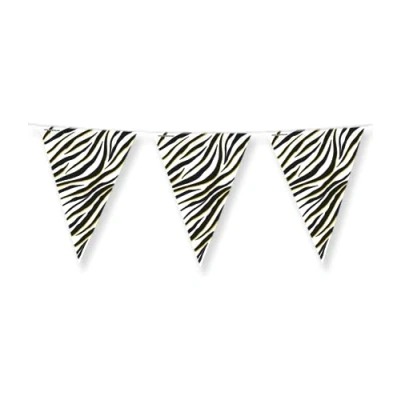 Immagine di PD Party 7031060 Festa Zigolo Elegante Zebra, Bianco/Nero, Foil Bunting, Doppia Faccia, Triangolare, 1000cm Lunghezza x 30cm Larghezza 0.1cm Altezza
