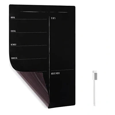 Immagine di Navaris Lavagna Magnetica Lingua Tedesca 30x40cm Calendario Settimanale Magnetico per Apprendimento Tedesco 1x Marker Memo Board Scrivibile Nero