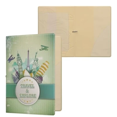 Immagine di kwmobile Custodia per Passaporto Porta con Chiusura di Sicurezza ad Elastico Protezione Documenti bianco/verde scuro/verde chiaro