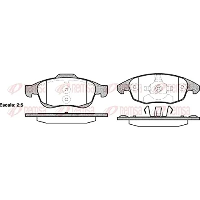 Immagine di REMSA 1248.00 Kit pastiglie freno Assale anteriore con foglio adesivo accessori, molla CITROËN: C4 II Hatchback, Picasso 2