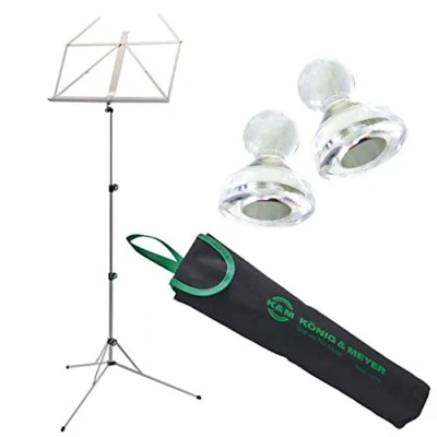 Immagine di K&amp;M 101 leggio nichelato con custodia e Keepdrum magneti, 2 pezzi
