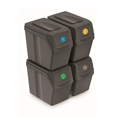 Immagine di Gioco di 4 cubi riciclaggio 80L Prosperplast Plastica Sortibox in colore grigio
