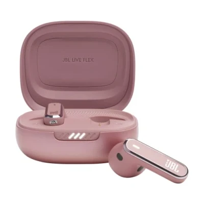 Immagine di JBL Live Flex Auricolari Wireless Bluetooth, Design Open Ear Resistente ad Acqua e Polvere IP54, Cancellazione Adattiva del Rumore, 6 Microfoni, Surround, fino a 40 h di Autonomia, Rosa