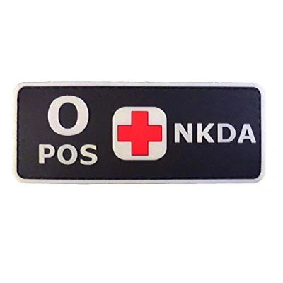 Immagine di PVC Rubber 3D GITD Touch Fastener Patch Blood Type NKDA Glow in the Dark Combat Tactical GID