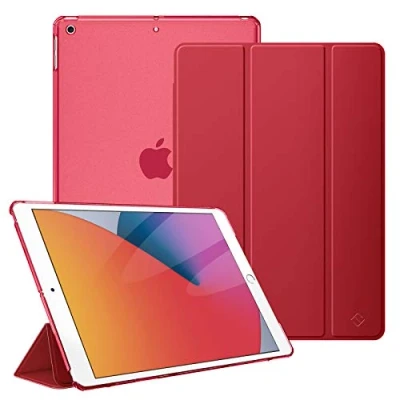 Immagine di FINTIE Custodia per iPad 9a / 8a 7a Generazione (2021 2020 2019) 10.2 Pollici Sottile Leggero Semi Trasparente Cover Case con Auto Sveglia/Sonno Funzione, Rosso