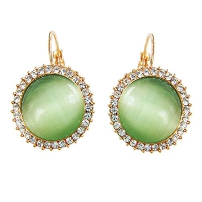 Immagine di Navachi, Orecchini a monachella forma di cerchio placcati in oro 18 ct, con pietra d’opale e 18ct base metallo placcato oro, colore: Green, cod. HB6 1080 5