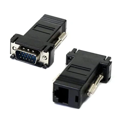 Immagine di CY VGA RGB adattatore 15pin maschio Lan Cat5 Cat5e RJ45 Ethernet, femmina nero