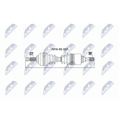 Immagine di NTY NPW RE 007 Albero motore / Semiasse Assale anteriore Sx 698 RENAULT: TRAFIC 2 Kasten, Bus, OPEL: Vivaro A Van