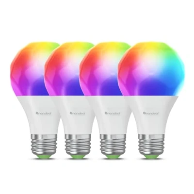 Immagine di Nanoleaf Lampadine LED Smart E27, RGB WiFi, compatibili con Alexa/Google Home, 9W dimmerabili, 2700K 6500K, Matter e Bluetooth, Necesito un centro, telecomando incluso, confezione da 4