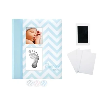 Immagine di Pearhead P62201 Souvenir Prenota con motivo Zig Zag e tampone di inchiostro Clean Touch, Blu [importati dal Regno Unito]