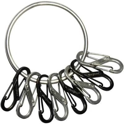 Immagine di NITE Ize Anello portachiavi con moschettone NI BRG M1 R3 BigRing 8 S Biner Nero, Argento 1 pz.