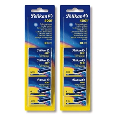 Immagine di Pelikan 330845 Confezione di 5 pacchi cartucce d&#039;inchiostro blu (confezione da 10 pezzi, 4001 TP/6, blu), 330845/2