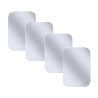 Immagine di Juspota 4 Pezzi Placche Metalliche Adesive, Placca Metallica con Adesivo Universale per Supporto Magnetico/Porta Cellulare Auto Calamita e Altro Prodotti calamita, Rettangolari Argento