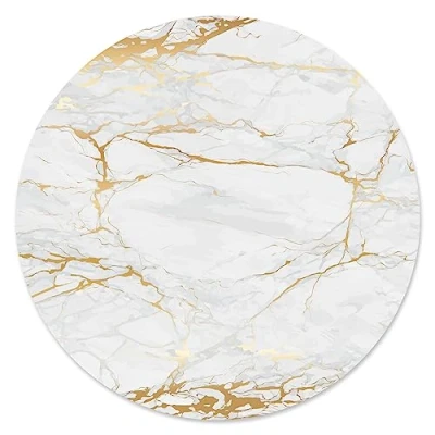 Immagine di Tappetino mouse effetto marmo I Ø 22 cm rotondo pad oro bianco grigio dimensione standard, antiscivolo semplice moderno pietra granito dv_611