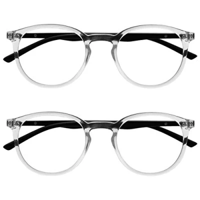 Immagine di Opulize Met 2 Pacco Blocco Luce Blu Occhiali Da Lettura Computer Gioco Chiaro Nero Uomo Donna BB60 C +2,50