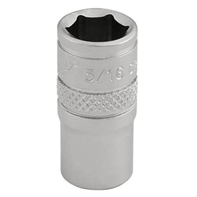 Immagine di Draper 16522 Bussola imperiale con attacco quadro da 1/4&quot;, in cromo satinato, misura 5/16&quot;, colore: Blu