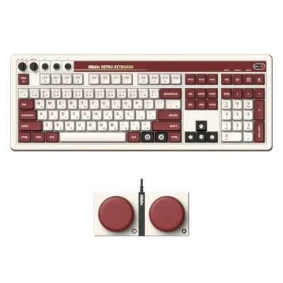 Immagine di 8Bitdo Retro 108 Mechanical Keyboard with Keys and Integrated Numpad, Bluetooth/2.4G/USB C Hot Swappable Wireless Gaming for Windows Android Fami Edition QWERTY English