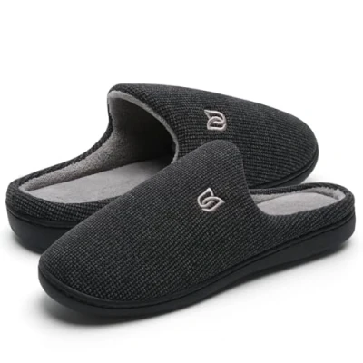 Immagine di WateLves Pantofole Uomo Unisex Donna Antiscivolo Scarpe Inverno Peluche Morbido Ciabatte in Memory Foam (Nero classico grigio, 40/41 EU)