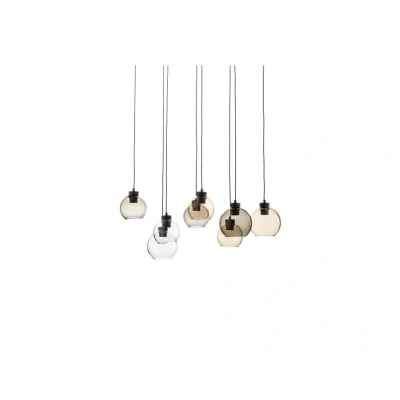 Immagine di TK Lighting Lampada a sospensione Cubus, 85 cm, 8 luci, trasparente/miele/marrone, vetro