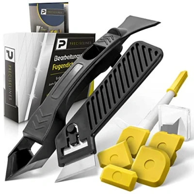 Immagine di PRECISE LINES Set di attrezzi per rimozione del silicone (11 pezzi) la e il rinnovo fughe in silicone, con estrattore raschietto coltello