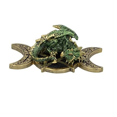 Immagine di Nemesis Now Statuetta a forma di drago custode tripla luna, oro, 13,2 cm