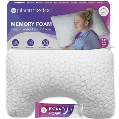 Immagine di Pharmedoc Cuscino Cervicale (Riempibile Memory Foam) Guanciale Letto, Cuscini da Collo Ortopedico, Letto (Set di 1)