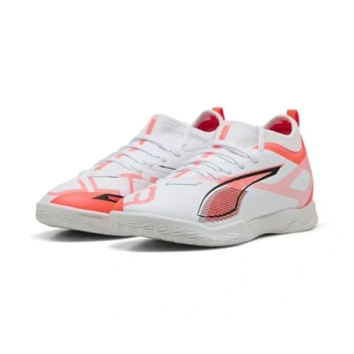 Immagine di Puma Ultra 5 Match IT MID JR Unisex Scarpe da calcetto per bambini, Taglia: 37.5, White/black/glowing red Sintetico / tessuto