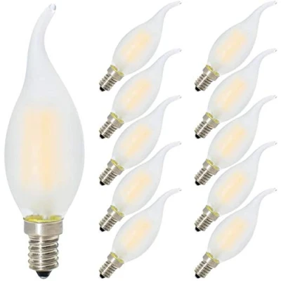 Immagine di C35 E14 4W Filamento Lampadina LED Frosted Candela Dimmerabile 2700K Bianco Caldoo 400LM Fiamma Forma 35*115mm 360Angolazione Fascio Luce sostituisce a 40W 10 Pezzi
